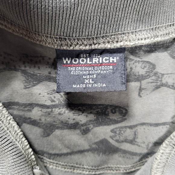 Woolrich Men's XL Olive Green All Over Fish Print Short Sleeve Polo - Picture 2 of 7